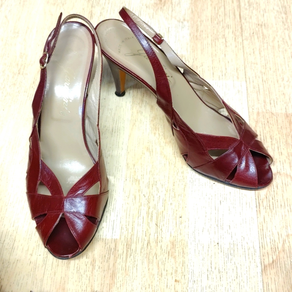 Garolini shoes, 1980s high heels, vintage SHOE, wine like red leather - size 6.5